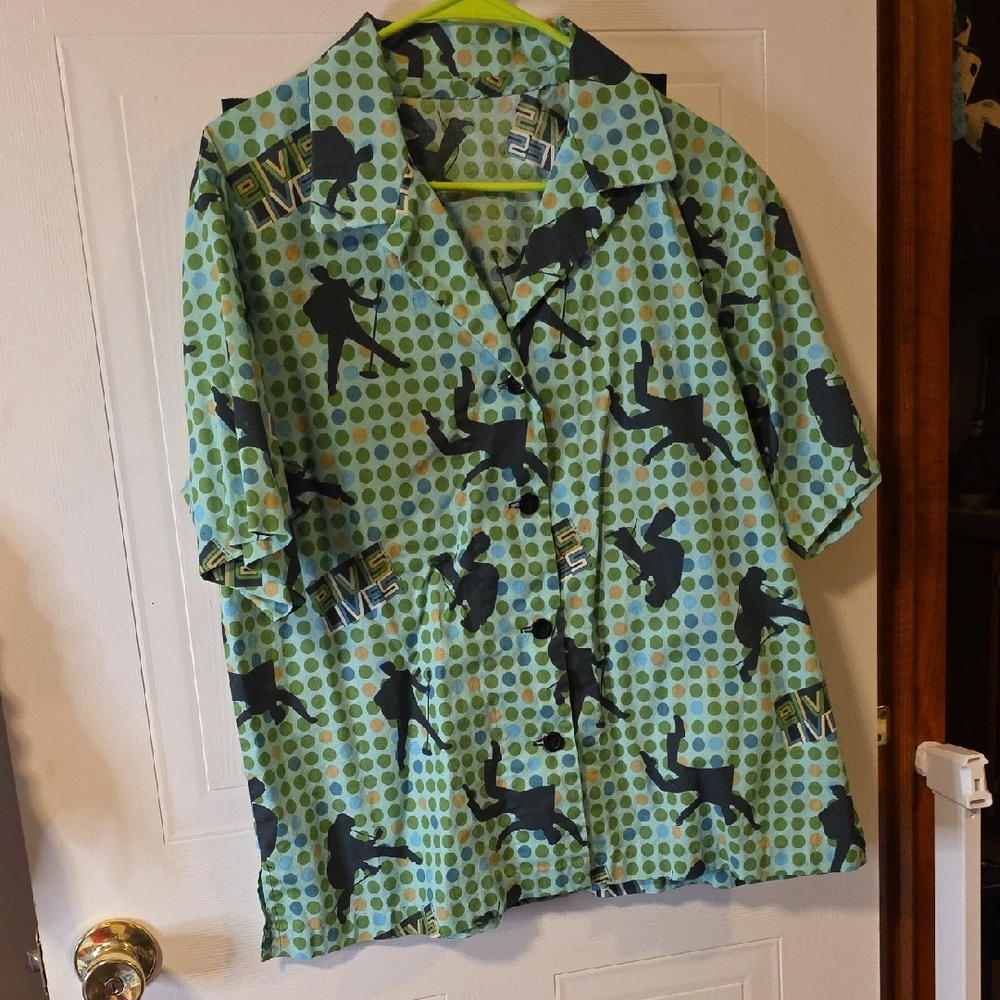 Handmade Green Polka Dot Silhouette Elvis  Shirt